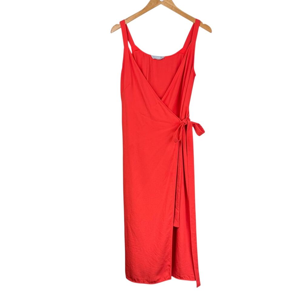 Everlane Tangerine Orange Japanese Go Weave Sleeveless Tank Midi Wrap Dress - Picture 10 of 14